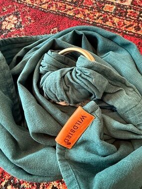 Wild Bird Teal Linen Ring Sling